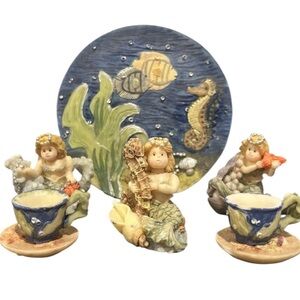 Vintage 1994 Popular Imports Miniature Tea Set—Ocean-Themed
